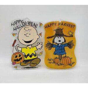 Vintage 2000 Impact Plastic Peanuts Snoopy Charlie Brown Scarecrow Halloween SEE